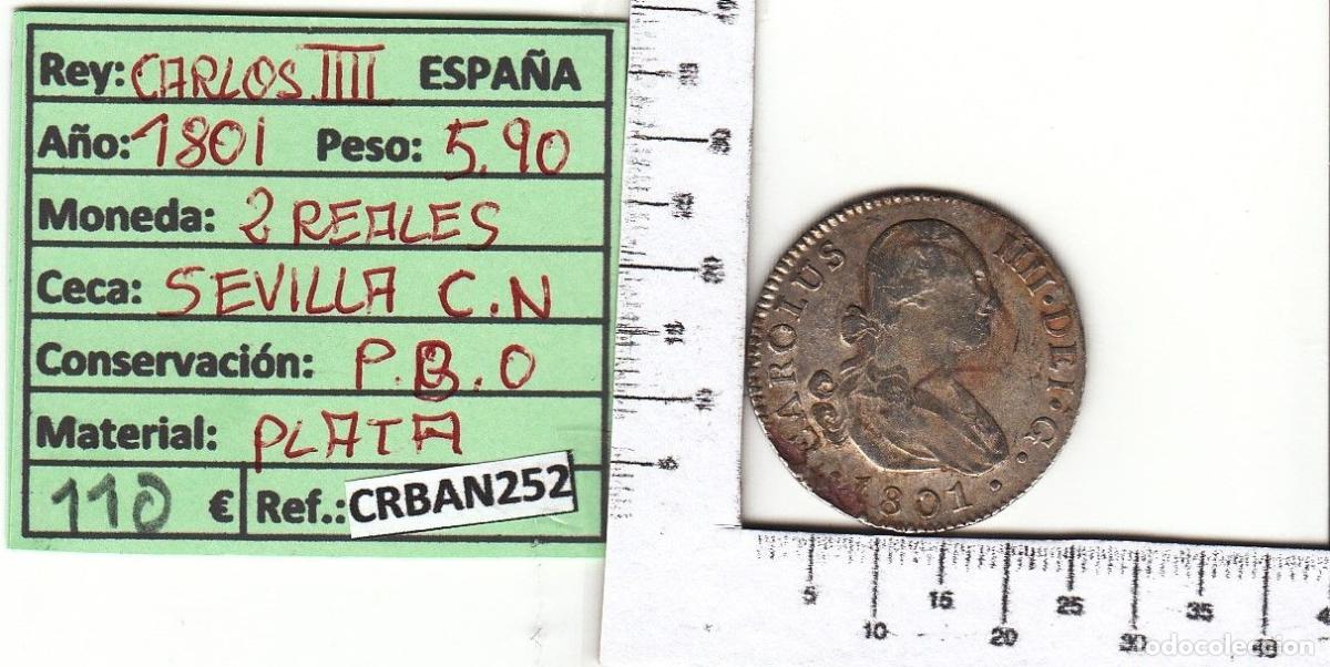 M&uuml;nzen von Spanien: CRBAN252 MONEDA ESPA&Ntilde;A 2 REALES 1801 CARLOS IV SEVILLA
