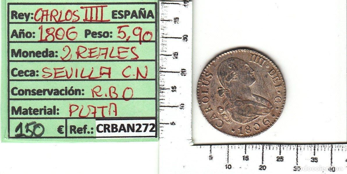 M&uuml;nzen von Spanien: CRBAN272 MONEDA ESPA&Ntilde;A 2 REALES 1805 CARLOS IV SEVILLA