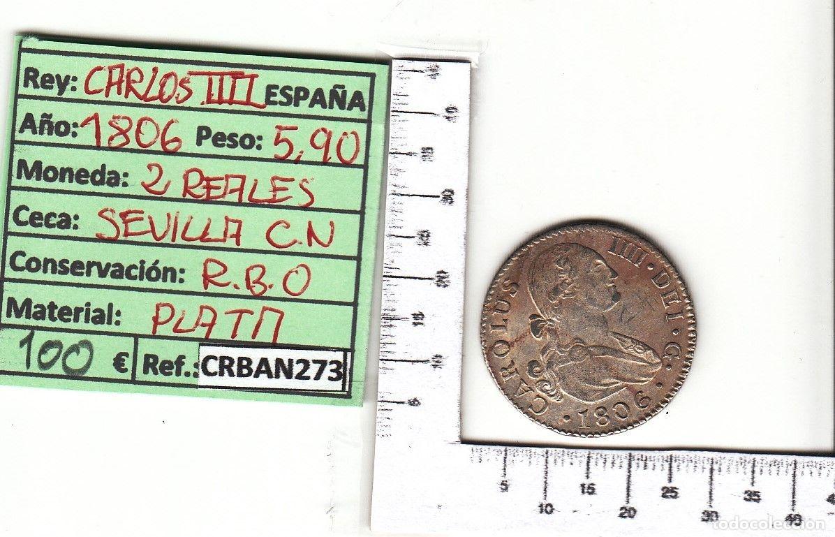 M&uuml;nzen von Spanien: CRBAN273 MONEDA ESPA&Ntilde;A 2 REALES 1806 CARLOS IV SEVILLA
