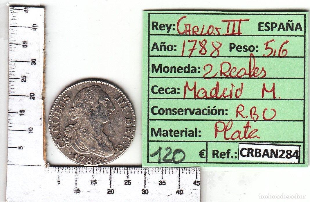 M&uuml;nzen von Spanien: CRBAN284 MONEDA ESPA&Ntilde;A 2 REALES 1788 CARLOS III MADRID