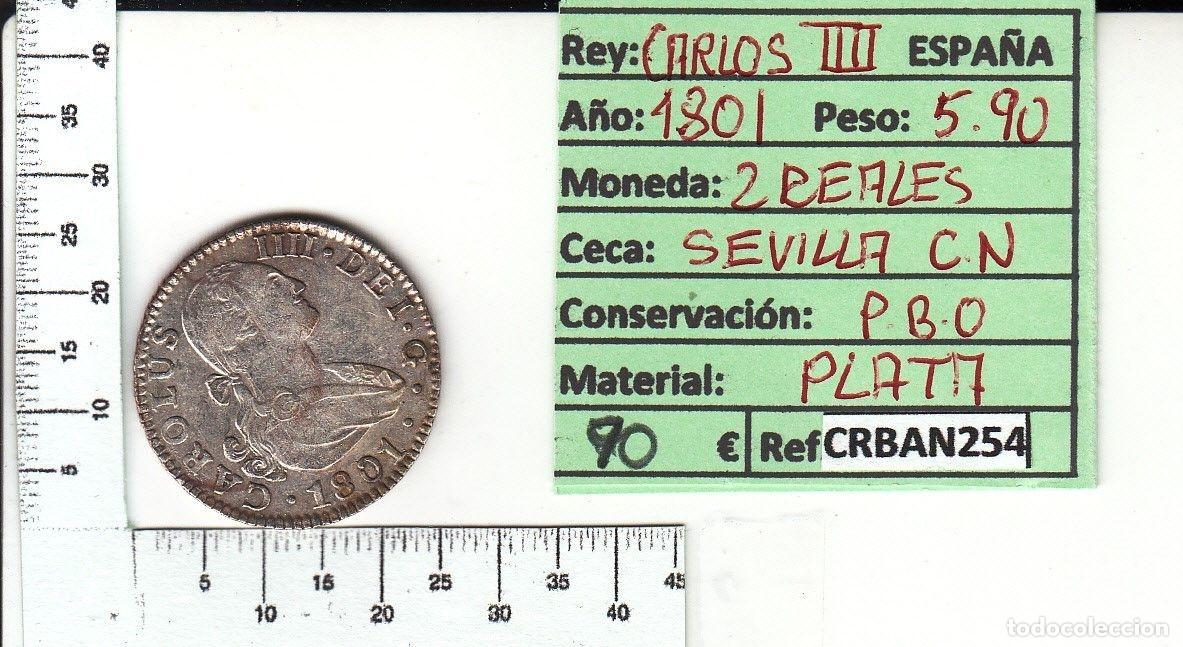 Monete da Spagna: CRBAN254 MONEDA ESPA&Ntilde;A 2 REALES 1801 CARLOS IV SEVILLA