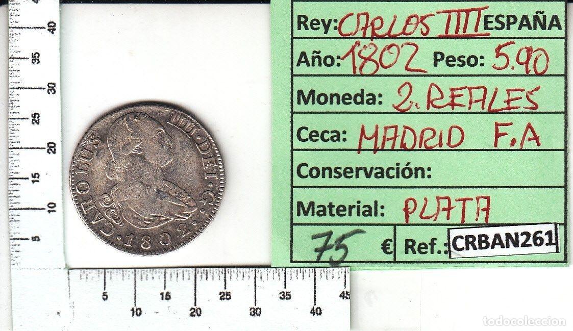 Monete da Spagna: CRBAN261 MONEDA ESPA&Ntilde;A 2 REALES 1802 CARLOS IV MADRID