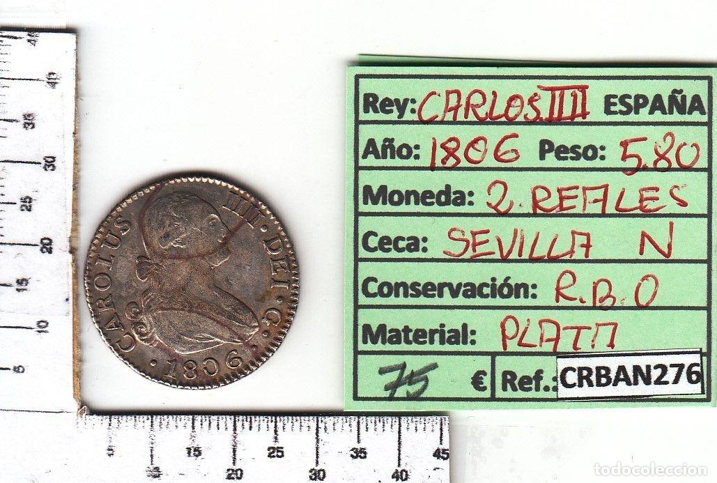 Monete da Spagna: CRBAN276 MONEDA ESPA&Ntilde;A 2 REALES 1806 CARLOS IV SEVILLA