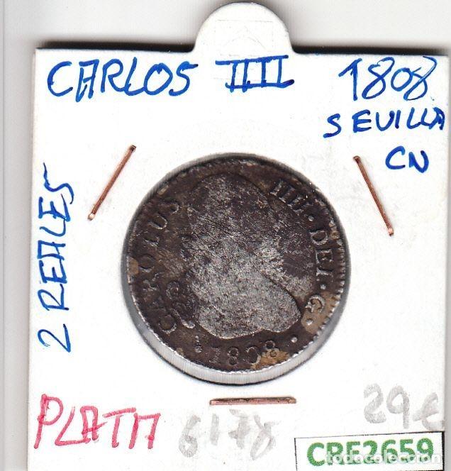 M&uuml;nzen von Spanien: CRE2659 MONEDA ESPA&Ntilde;A CARLOS IV 1808 2 REALES SEVILLA PLATA