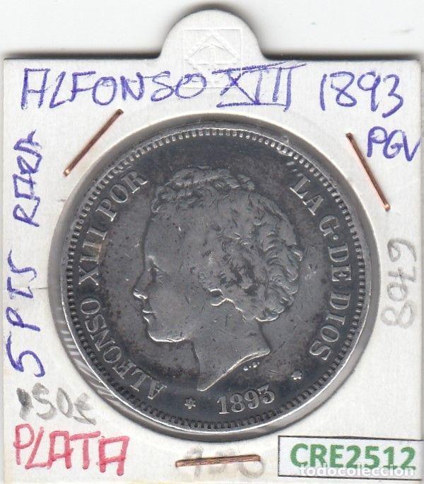 M&uuml;nzen von Spanien: CRE2512 MONEDA ESPA&Ntilde;A ALFONSO XIII 5 PESETAS 1893 PLATA