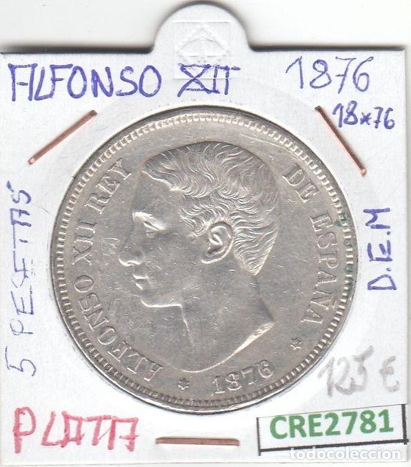 Coins of Spain: CRE2781 MONEDA ESPA&Ntilde;A 5 PESETAS ALFONSO XII 1876 *18*76 DEM PLATA