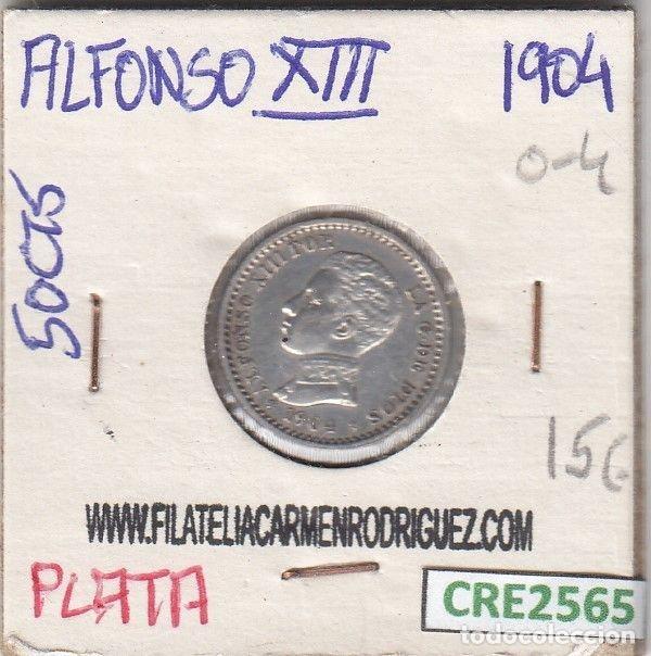 Coins of Spain: CRE2565 MONEDA ESPA&Ntilde;A ALFONSO XIII 50 CENTIMOS 1904