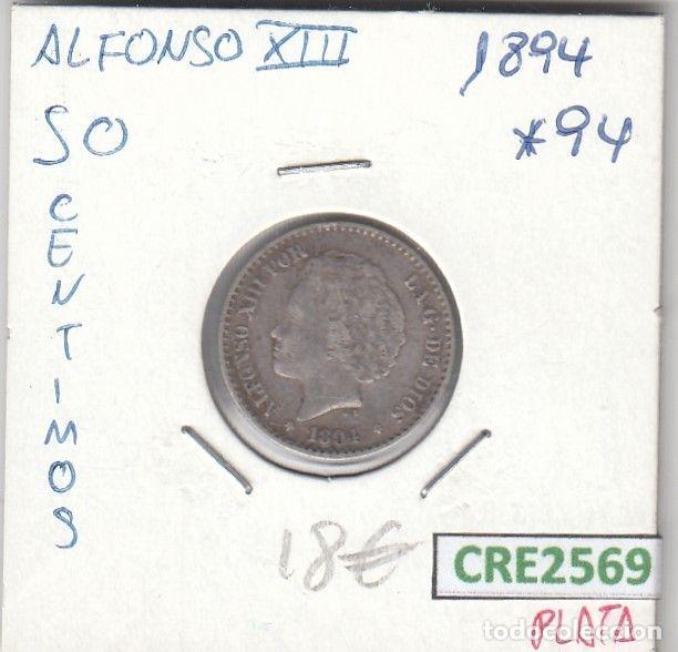 Coins of Spain: CRE2569 MONEDA ESPA&Ntilde;A ALFONSO XIII 50 CENTIMOS 1894