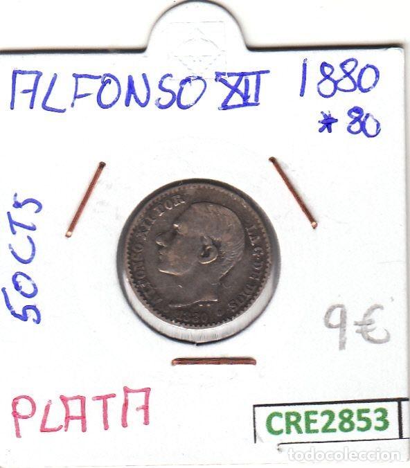 Monedas de Espa&ntilde;a: CRE2853 MONEDA ESPA&Ntilde;A ALFONSO XII 50 CENTIMOS 1880*80 PLATA BC