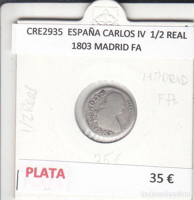Monete da Spagna: CRE2935 MONEDA ESPA&Ntilde;A CARLOS IV 1/2 REAL 1803 MADRID FA PLATA