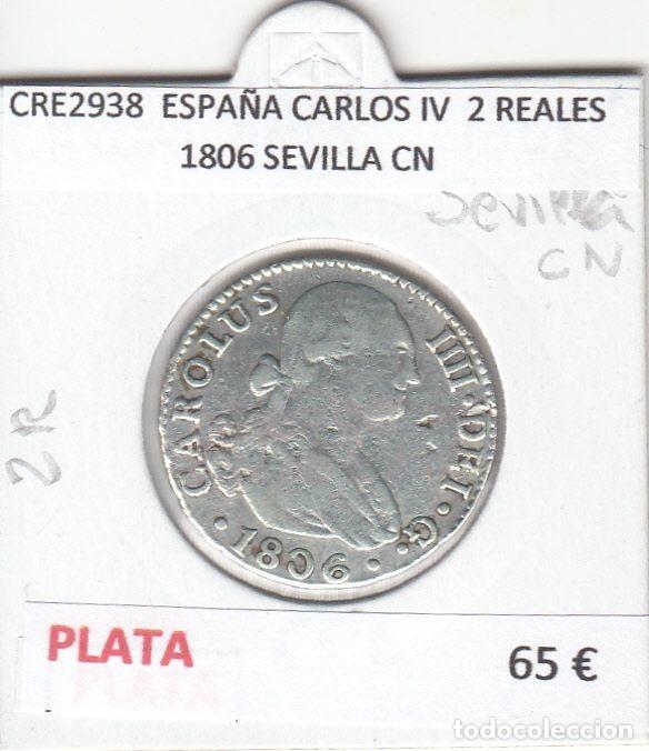 Monete da Spagna: CRE2938 MONEDA ESPA&Ntilde;A CARLOS IV 2 REALES 1806 SEVILLA CN PLATA