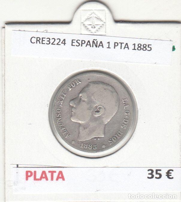 Coins of Spain: CRE3224 MONEDA ESPA&Ntilde;A 1 PESETA 1885 PLATA