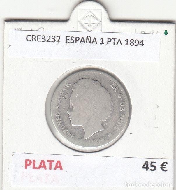Monnaies d'Espagne: CRE3232 MONEDA ESPA&Ntilde;A 1 PESETA 1894 PLATA