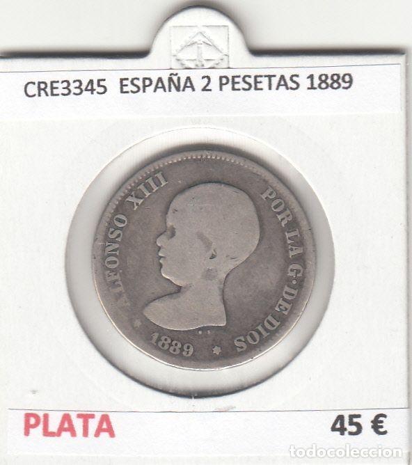 Monnaies d'Espagne: CRE3345 MONEDA ESPA&Ntilde;A 2 PESETAS 1889 BC PLATA
