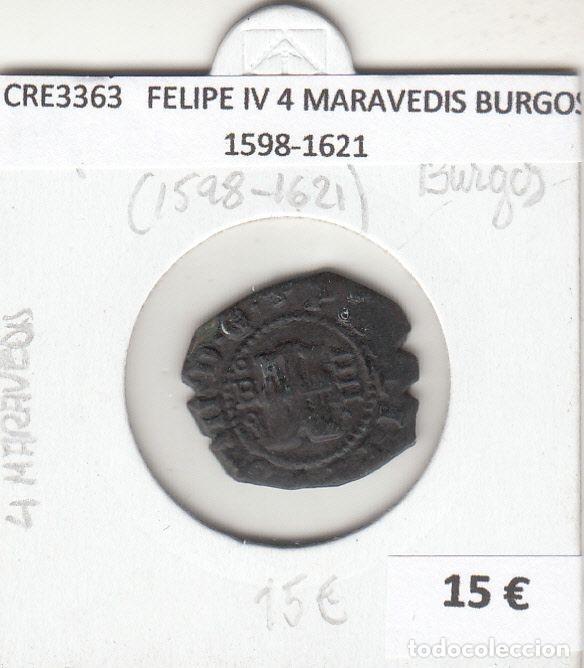 Monete da Spagna: CRE3363 MONEDA ESPA&Ntilde;A FELIPE IV 4 MARAVEDIS BURGOS 1598-1621