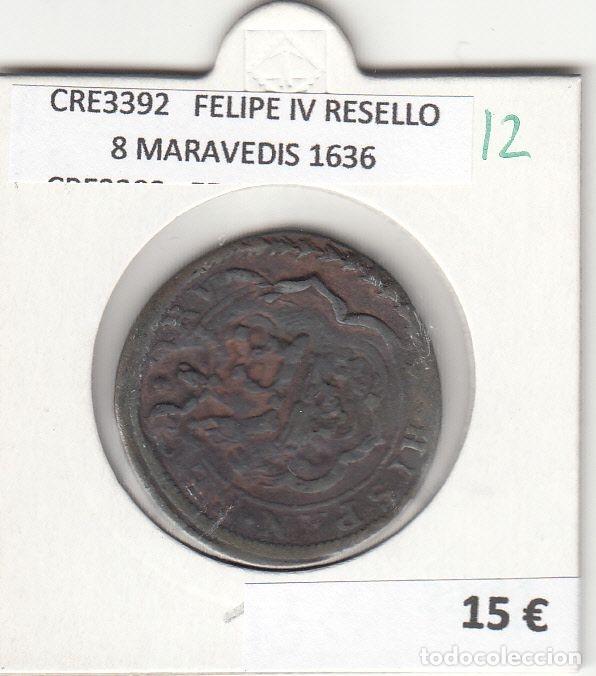 Monete da Spagna: CRE3392 MONEDA ESPA&Ntilde;A FELIPE IV RESELLO 8 MARAVEDIS 1636