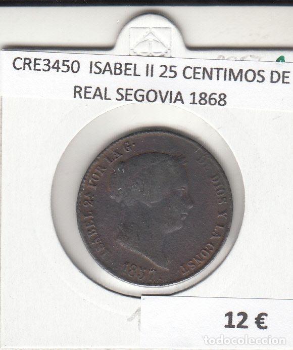 Monete da Spagna: CRE3450 MONEDA ESPA&Ntilde;A ISABEL II 25 CENTIMOS DE REAL SEGOVIA 1868