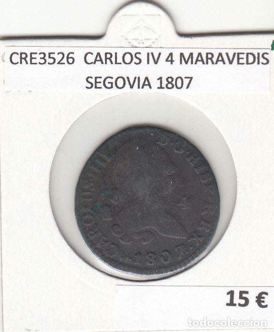 Monedas de Espa&ntilde;a: CRE3526 MONEDA ESPA&Ntilde;A CARLOS IV 4 MARAVEDIS SEGOVIA 1807