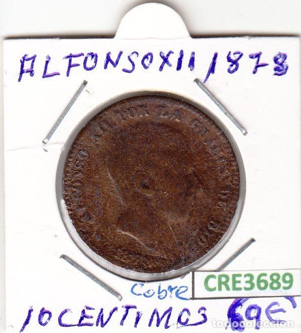 Coins of Spain: CRE3689 MONEDA ESPA&Ntilde;A 10 CENTIMOS ALFONSO XII 187-- COBRE