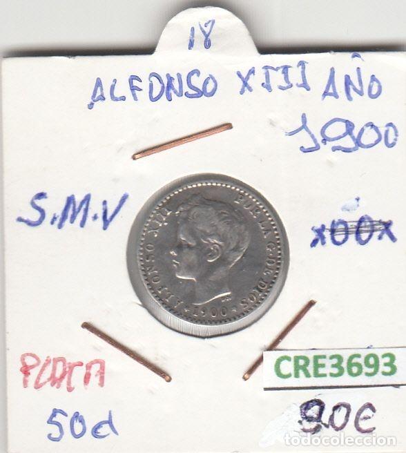 Coins of Spain: CRE3693 MONEDA ESPA&Ntilde;A 50 CENTIMOS ALFONSO XIII 1900 SMV PLATA