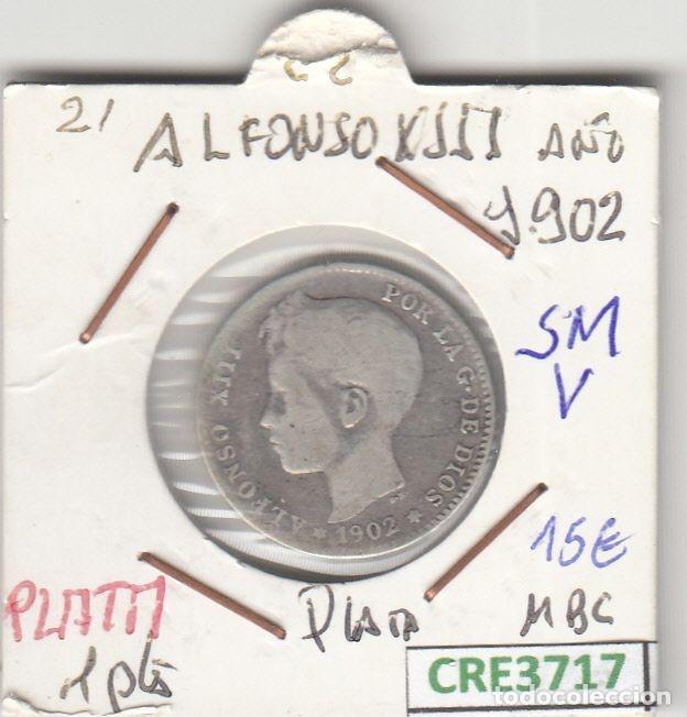 Coins of Spain: CRE3717 MONEDA ESPA&Ntilde;A 1 PESETA ALFONSO XIII 1902 SMV PLATA MBC