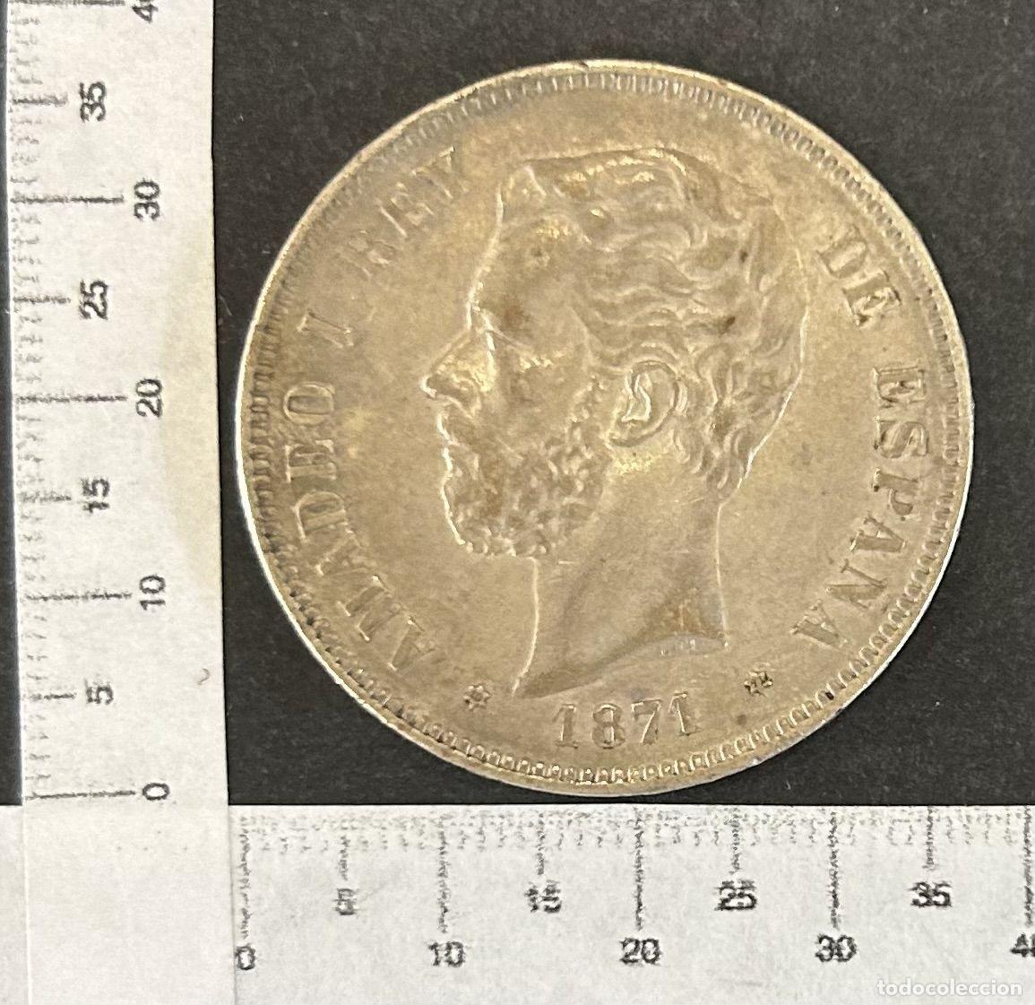 Monedas de Espa&ntilde;a: CRBAN338 MONEDA ESPA&Ntilde;A 5 PESETAS AMADEO I 1871 *18*71 SDM PLATA
