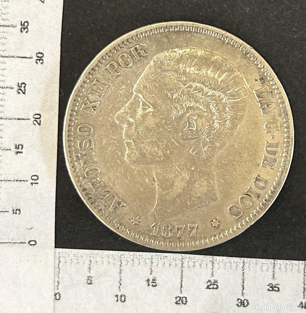 Coins of Spain: CRBAN342 MONEDA ESPA&Ntilde;A 5 PESETAS ALFONSO XII 1877 *18*77 DEM PLATA