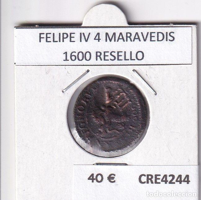 Monnaies d'Espagne: CRE4244 MONEDA ESPA&Ntilde;A FELIPE IV 4 MARAVEDIS 1600 RESELLO