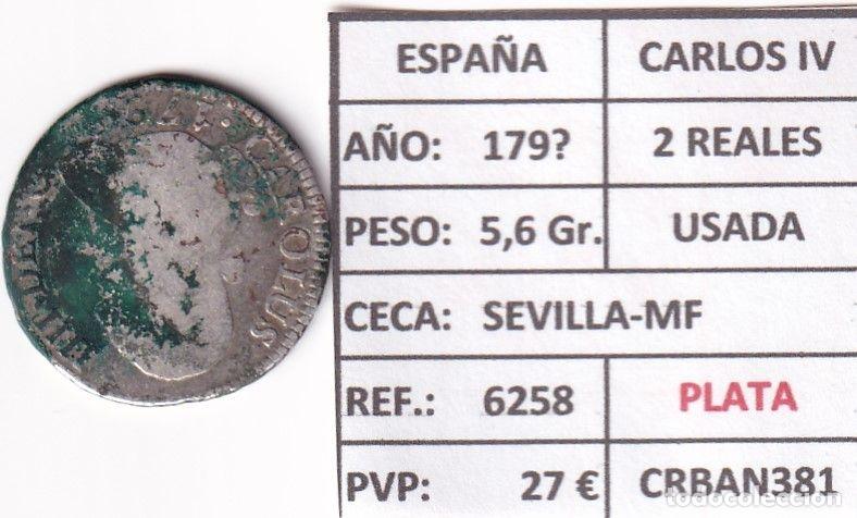 Coins of Spain: CRBAN381 MONEDA ESPA&Ntilde;A CARLOS IV 2 REALES 179? (VER DESCRIPCION EN FOTO)