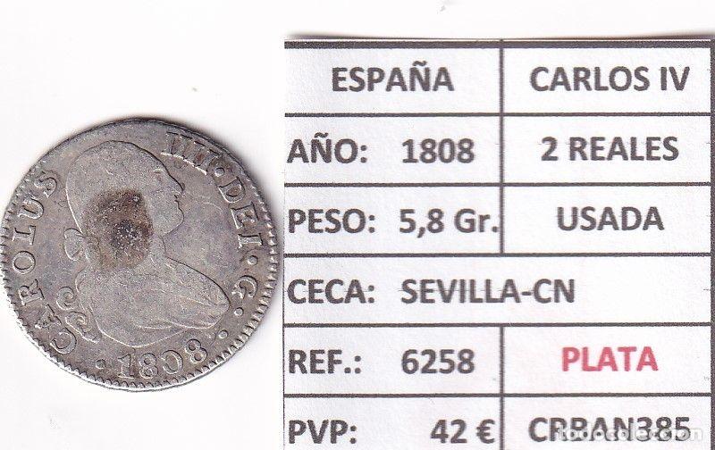 Coins of Spain: CRBAN385 MONEDA ESPA&Ntilde;A CARLOS IV 2 REALES 1808 (VER DESCRIPCION EN FOTO)