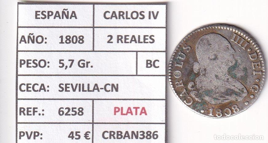 Monedas de Espa&ntilde;a: CRBAN386 MONEDA ESPA&Ntilde;A CARLOS IV 2 REALES 1808 (VER DESCRIPCION EN FOTO)