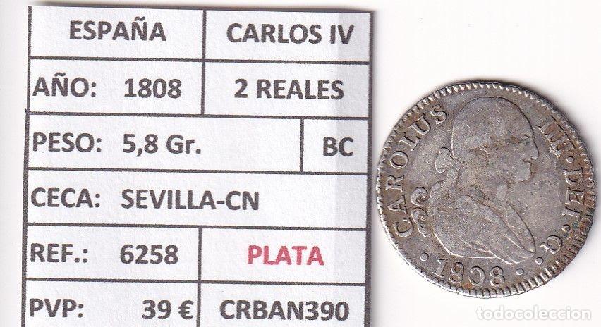 Monedas de Espa&ntilde;a: CRBAN390 MONEDA ESPA&Ntilde;A CARLOS IV 2 REALES 1808 (VER DESCRIPCION EN FOTO)