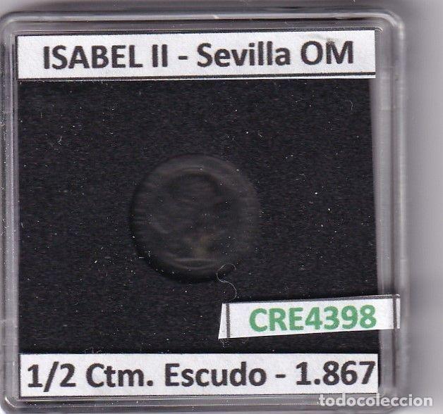 Monete da Spagna: CRE4398 MONEDA ESPA&Ntilde;A ISABEL II 1867 1/2 CTM. ESCUDO SEVILLA OM