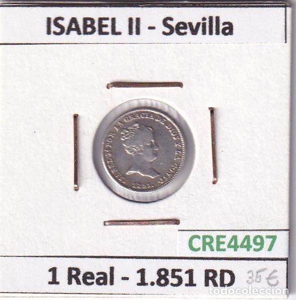 Coins of Spain: CRE4497 MONEDA ESPA&Ntilde;A ISABEL II 1 REAL 1851 RD SEVILLA