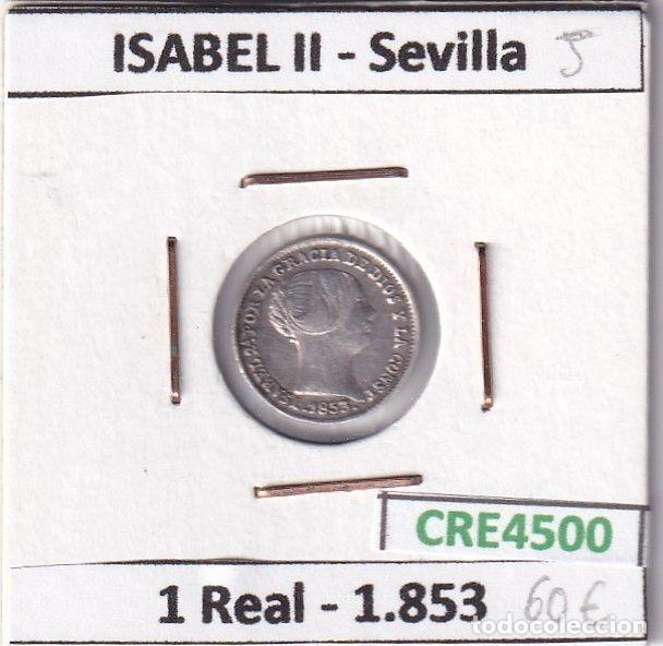 Coins of Spain: CRE4500 MONEDA ESPA&Ntilde;A ISABEL II 1 REAL 1853 SEVILLA