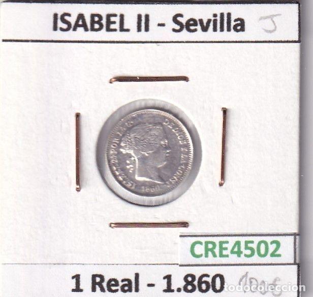 Coins of Spain: CRE4502 MONEDA ESPA&Ntilde;A ISABEL II 1 REAL 1860 SEVILLA