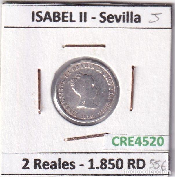 Coins of Spain: CRE4520 MONEDA ESPA&Ntilde;A ISABEL II 2 REALES 1850 RD SEVILLA