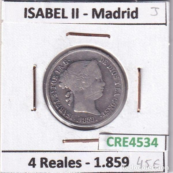 Coins of Spain: CRE4534 MONEDA ESPA&Ntilde;A ISABEL II 4 REALES 1859 MADRID