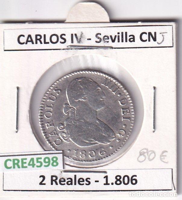 Coins of Spain: CRE4598 MONEDA ESPA&Ntilde;A CARLOS IV 2 REALES 1806 CN SEVILLA