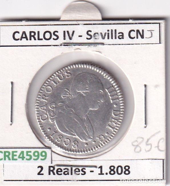 Coins of Spain: CRE4599 MONEDA ESPA&Ntilde;A CARLOS IV 2 REALES 1808 CN SEVILLA