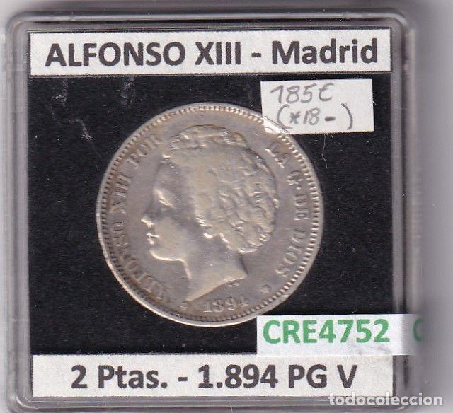 Monedas de Espa&ntilde;a: CRE4752 MONEDA ESPA&Ntilde;A ALFONSO XIII 2 PESETAS 1894 *18*-- PG V MADRID
