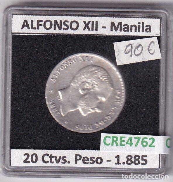 Monedas de Espa&ntilde;a: CRE4762 MONEDA ESPA&Ntilde;A ALFONSO XII 20 CENTAVOS DE PESO 1885 MANILA