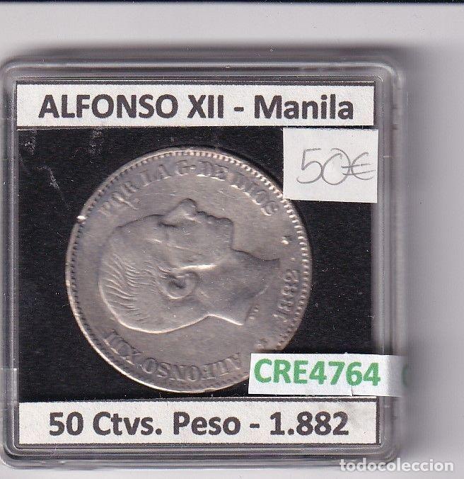 Monedas de Espa&ntilde;a: CRE4764 MONEDA ESPA&Ntilde;A ALFONSO XII 50 CENTAVOS DE PESO 1882 MANILA