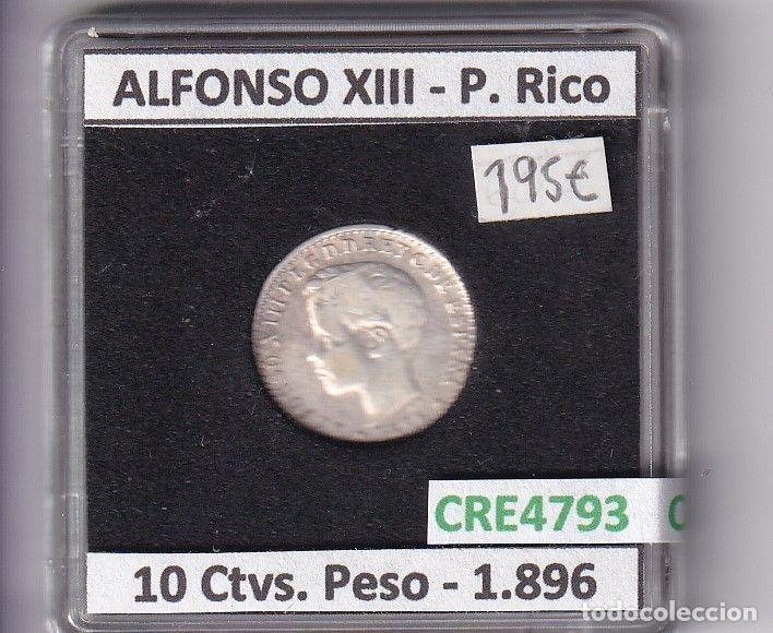 Monedas de Espa&ntilde;a: CRE4793 MONEDA ESPA&Ntilde;A ALFONSO XIII 10 CENTAVOS DE PESO 1896 PUERTO RICO