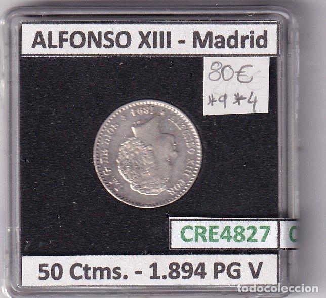 Monnaies d'Espagne: CRE4827 MONEDA ESPA&Ntilde;A ALFONSO XIII 50 CTIMS 1894 *9*4 PG V MADRID