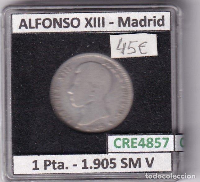 Moedas de Espanha: CRE4857 MONEDA ESPA&Ntilde;A ALFONSO XIII 1 PESETA 1905 *--*-- SM V MADRID