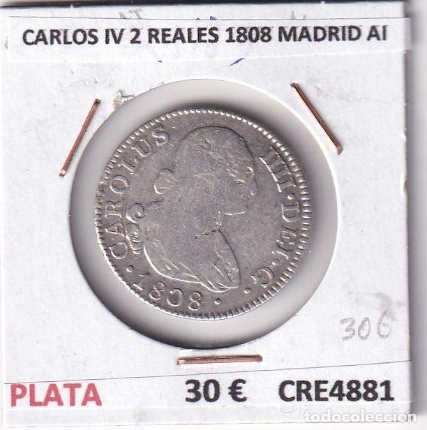 Monedas de Espa&ntilde;a: CRE4881 MONEDA ESPA&Ntilde;A CARLOS IV 2 REALES 1808 MADRID AI