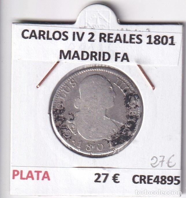 Monedas de Espa&ntilde;a: CRE4895 MONEDA ESPA&Ntilde;A CARLOS IV 2 REALES 1801 MADRID FA