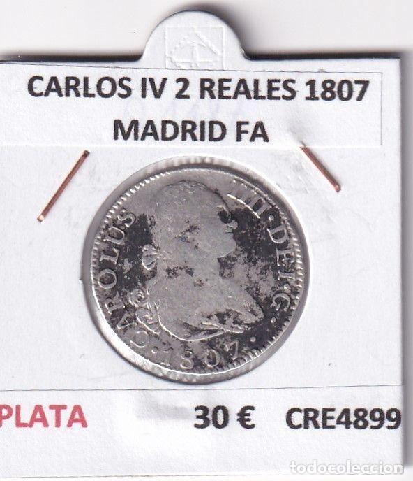 Monedas de Espa&ntilde;a: CRE4899 MONEDA ESPA&Ntilde;A CARLOS IV 2 REALES 1807 MADRID FA