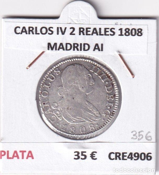Monedas de Espa&ntilde;a: CRE4906 MONEDA ESPA&Ntilde;A CARLOS IV 2 REALES 1808 MADRID AI
